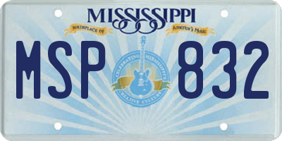 MS license plate MSP832