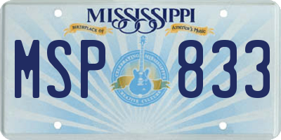 MS license plate MSP833
