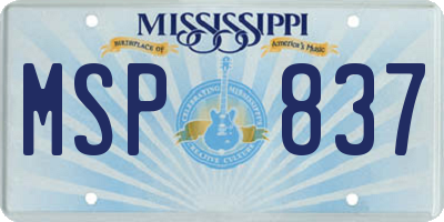 MS license plate MSP837