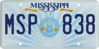 MS license plate MSP838