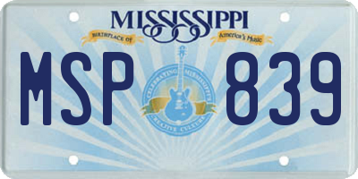 MS license plate MSP839