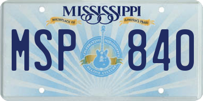 MS license plate MSP840