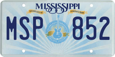 MS license plate MSP852