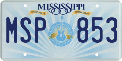 MS license plate MSP853