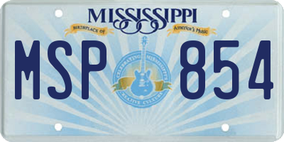 MS license plate MSP854