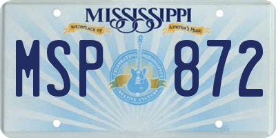 MS license plate MSP872