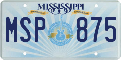 MS license plate MSP875