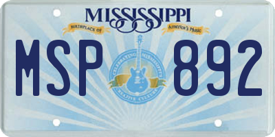 MS license plate MSP892