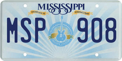 MS license plate MSP908