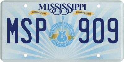 MS license plate MSP909