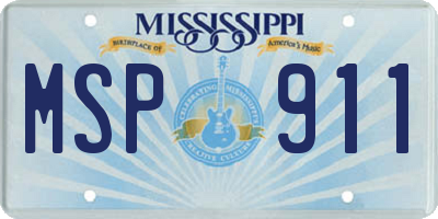 MS license plate MSP911