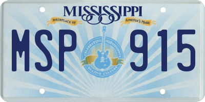 MS license plate MSP915