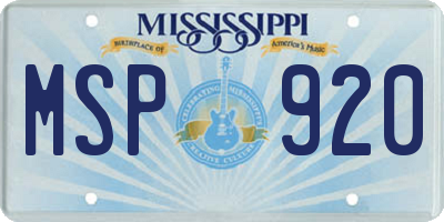 MS license plate MSP920