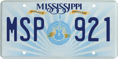 MS license plate MSP921