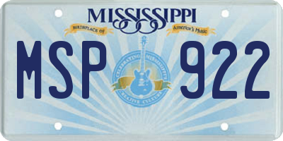 MS license plate MSP922