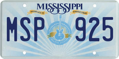 MS license plate MSP925