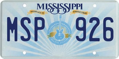 MS license plate MSP926