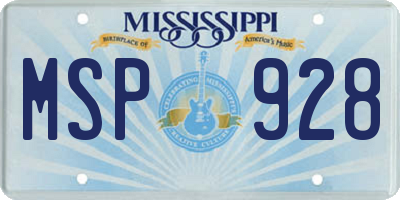 MS license plate MSP928
