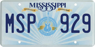 MS license plate MSP929