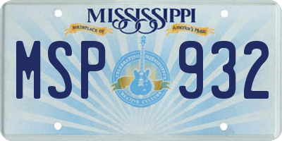 MS license plate MSP932
