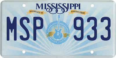MS license plate MSP933