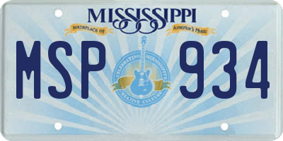 MS license plate MSP934