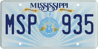 MS license plate MSP935