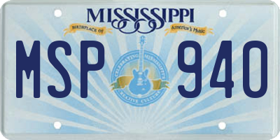 MS license plate MSP940