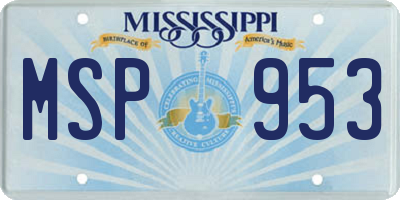MS license plate MSP953