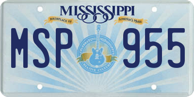 MS license plate MSP955