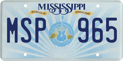 MS license plate MSP965