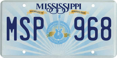 MS license plate MSP968