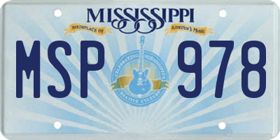 MS license plate MSP978