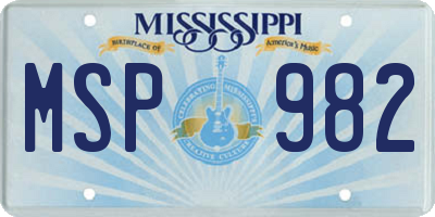 MS license plate MSP982