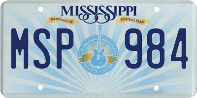 MS license plate MSP984
