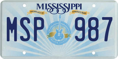 MS license plate MSP987