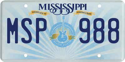 MS license plate MSP988