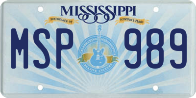 MS license plate MSP989