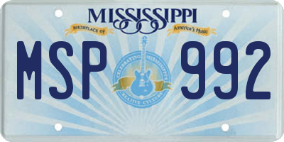 MS license plate MSP992