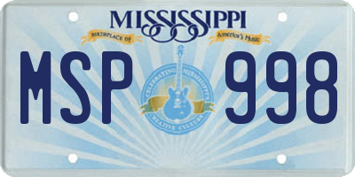 MS license plate MSP998