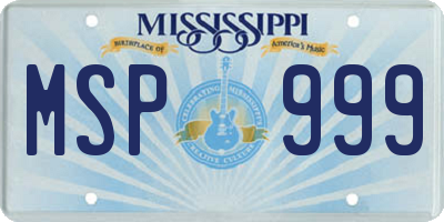 MS license plate MSP999