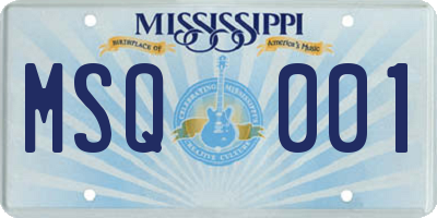 MS license plate MSQ001