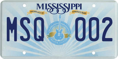 MS license plate MSQ002