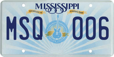 MS license plate MSQ006
