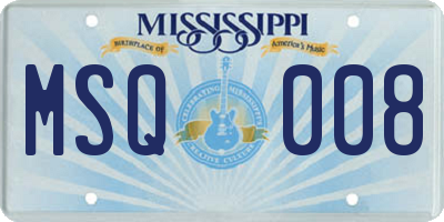 MS license plate MSQ008