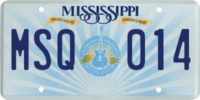 MS license plate MSQ014
