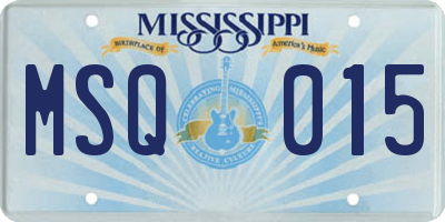 MS license plate MSQ015