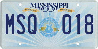 MS license plate MSQ018