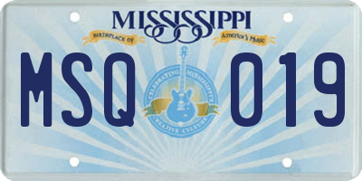 MS license plate MSQ019