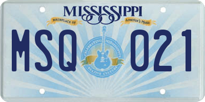 MS license plate MSQ021